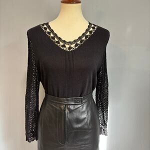 Whimsigoth goth black lace sleeve top mesh Sleeves, see through, size medium